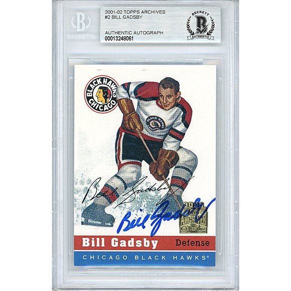 Bill Gadsby Signed Blackhawks Topps Archives Hockey Card Beckett BAS Autographed - Picture 1 of 5